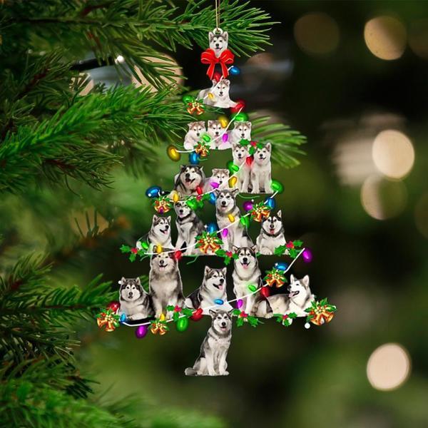 Alaskan Malamute-Christmas Tree Lights-Two Sided Ornament