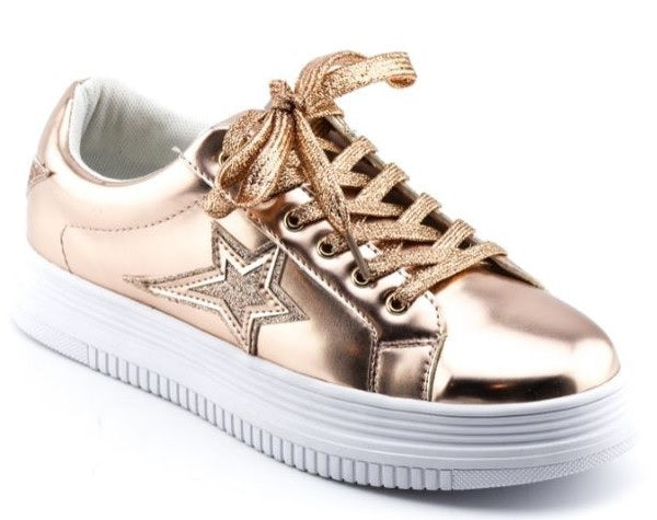 Gold Metallic Platform Fashion Sneakers (Each)