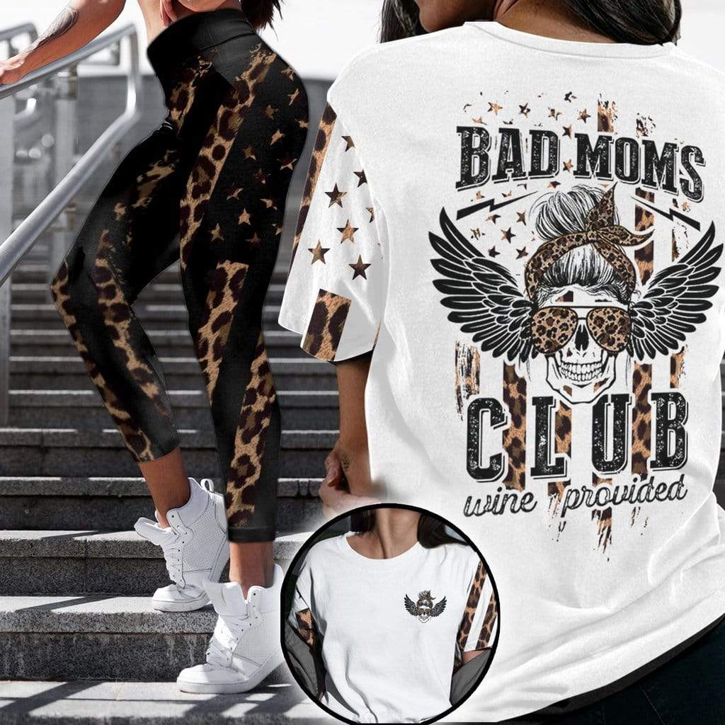 Skull Bad Moms Club Leopard Hoodie Or Cross Tank Top Or Legging 3D #Kv