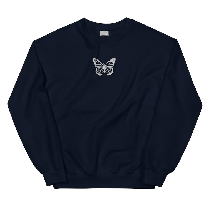 Butterfly Embroidered Sweatshirt 2D Crewneck Sweatshirt All Over Print Sweatshirt For Women Sweatshirt For Men Sws3267