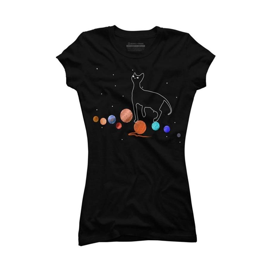 Women’S Fashion Summer T-Shirt Cat & Yarn Planets Juniors’ Graphic T Shirt Women Funny T Shirts