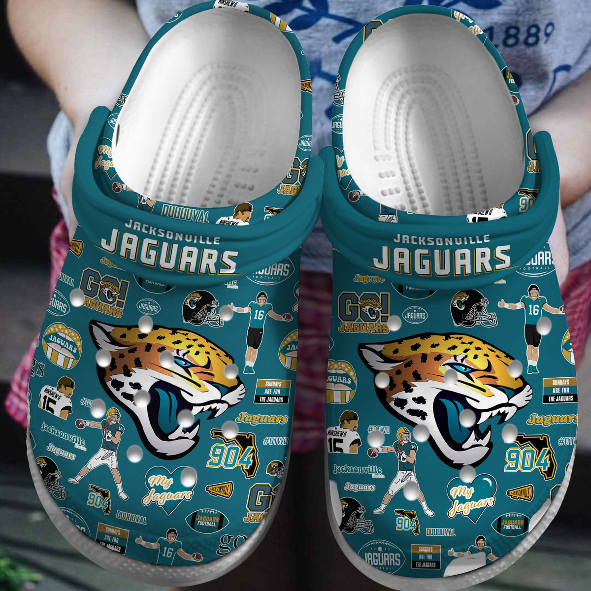 Jacksonville Jaguars NFL Sport Crocss Crocband Clogs Shoes Comfortable For Men Women and Kids