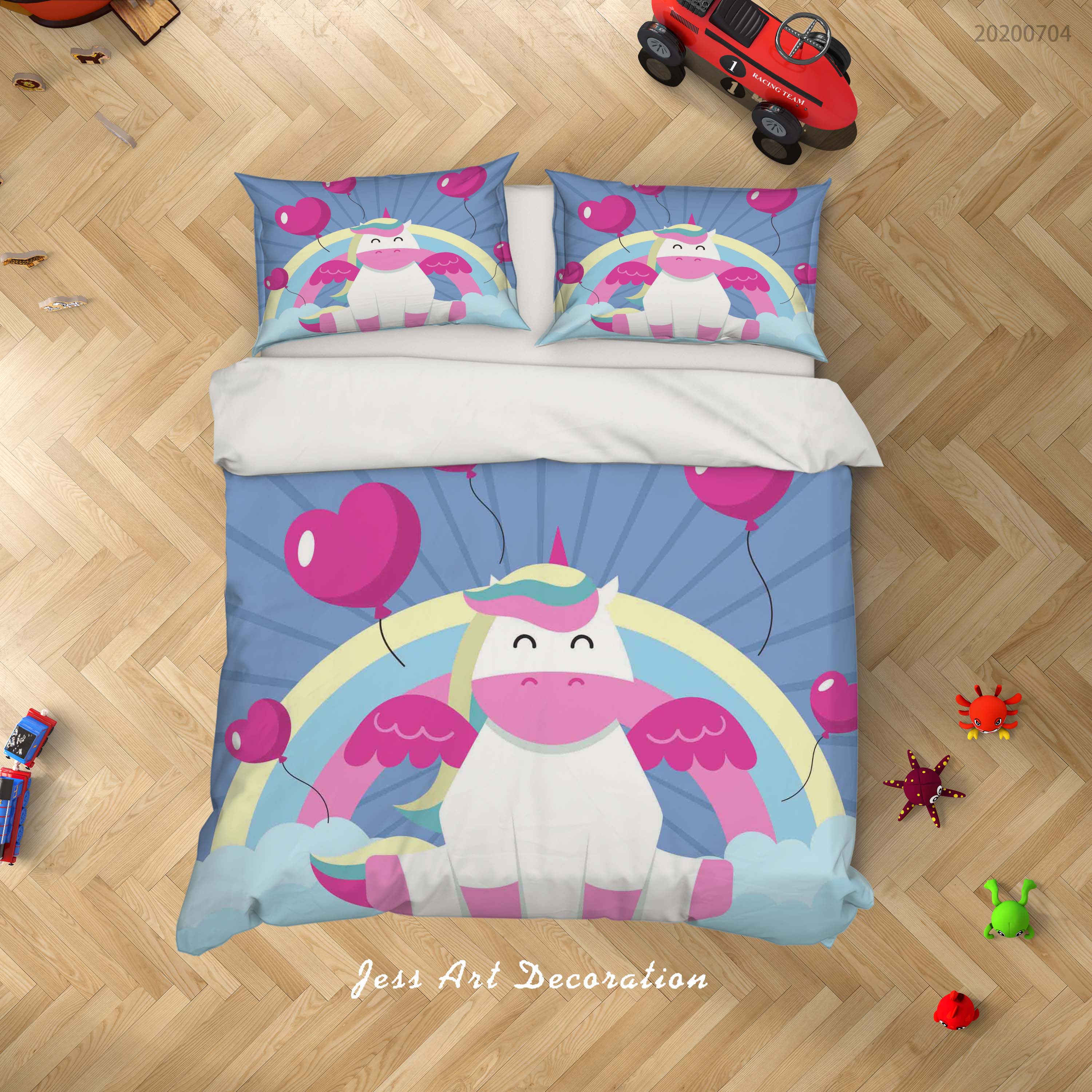 3D Balloon Unicorn Quilt Cover Set Bedding Set Duvet Cover Pillowcases Sf173