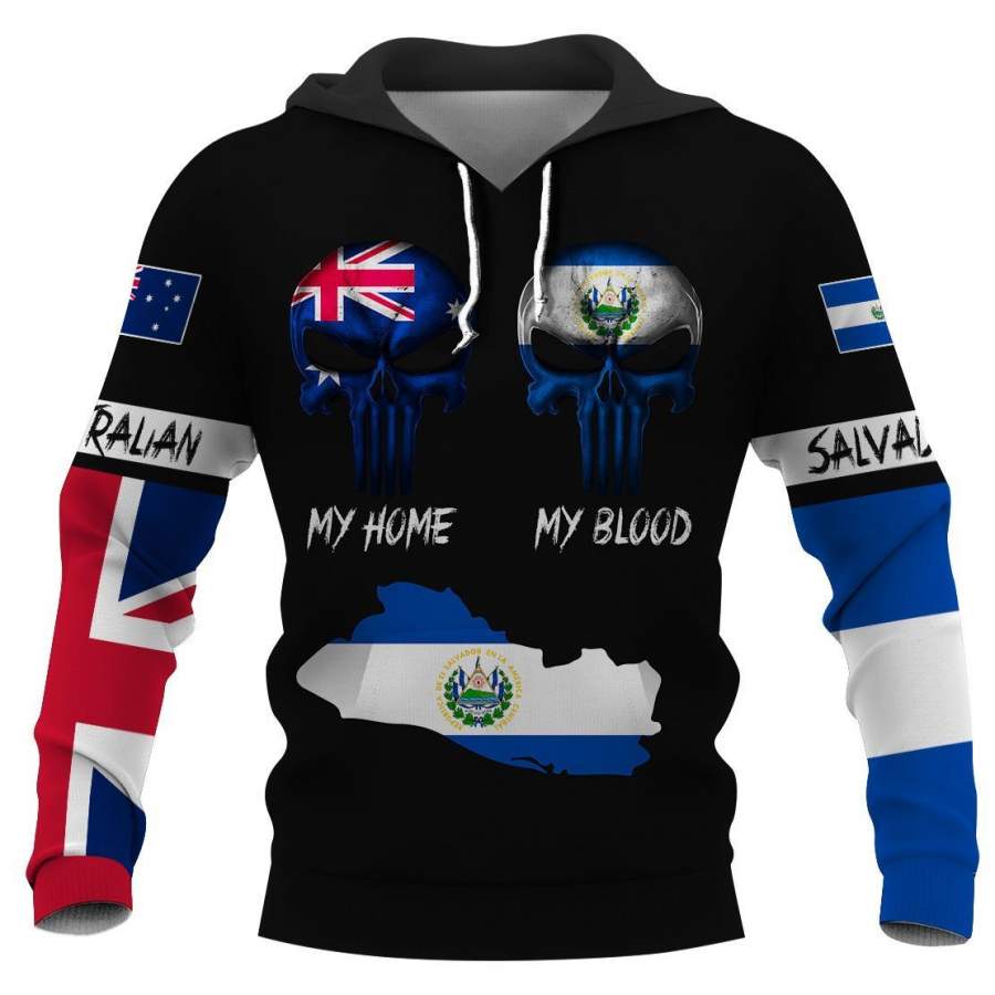 Australian my home salvadoran my blood hoodie 3D Full Printing