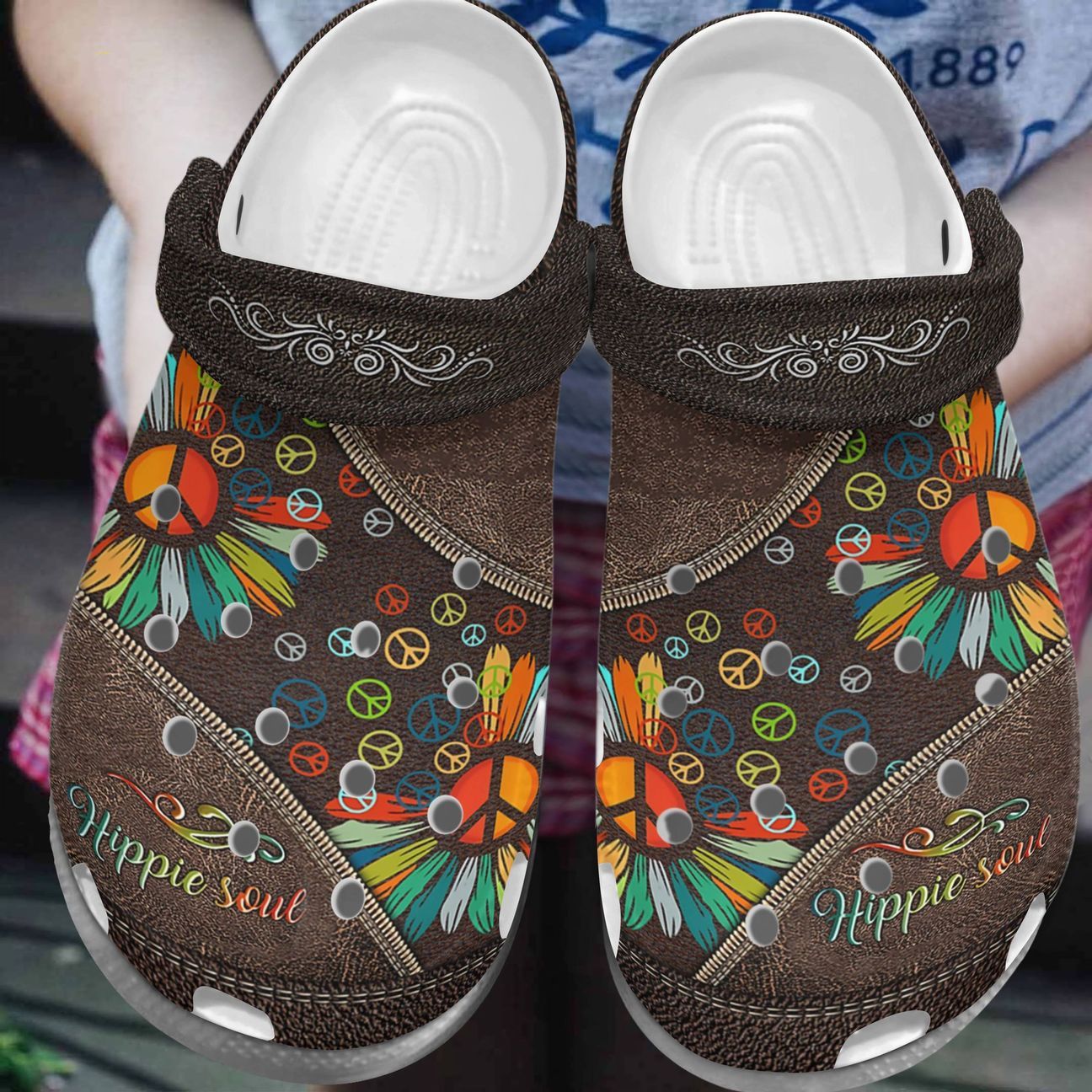 Hippie Personalize Clog, Custom Name, Text, Fashion Style For Women, Men, Kid, Print 3D Hippie Soul Leather