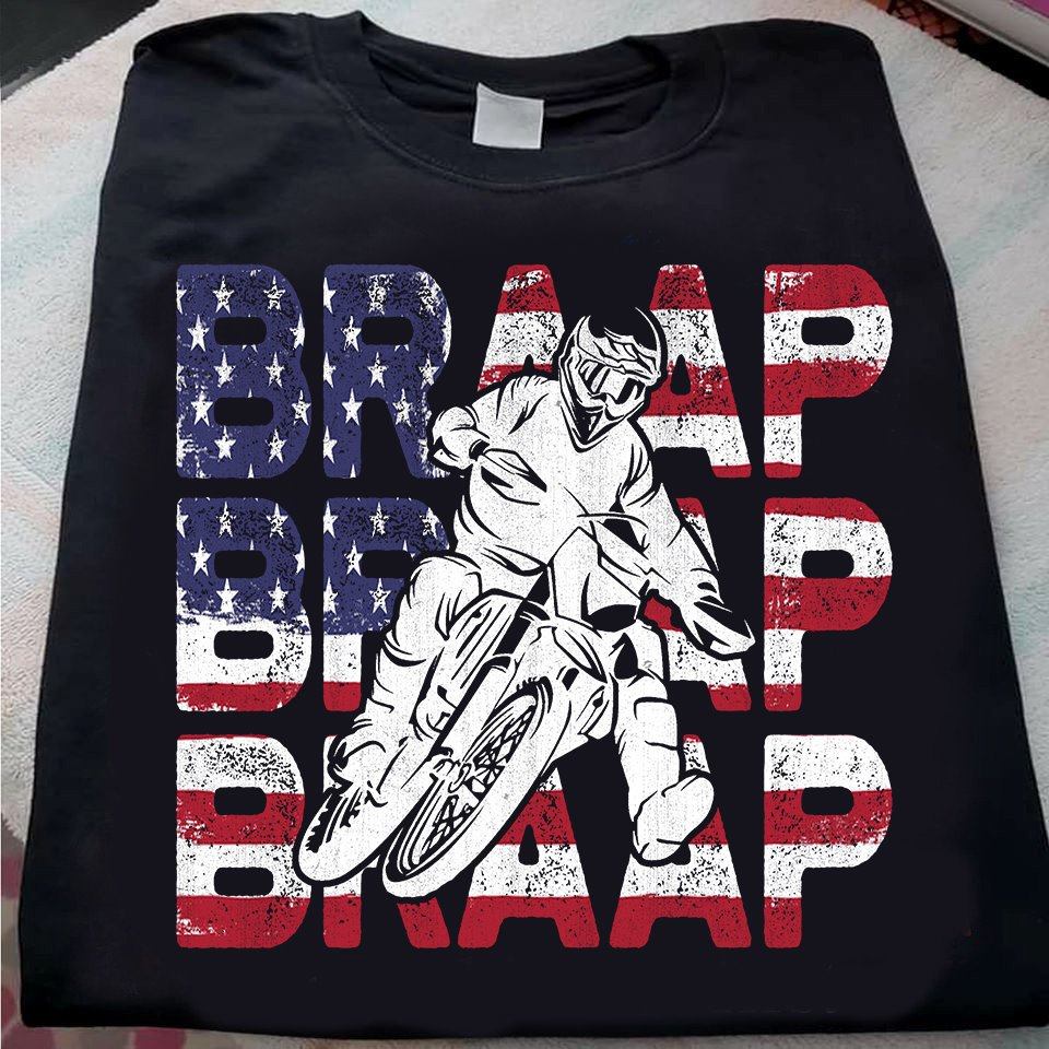 Braap American Flag Motorbike Gift Standard/Premium T-Shirt