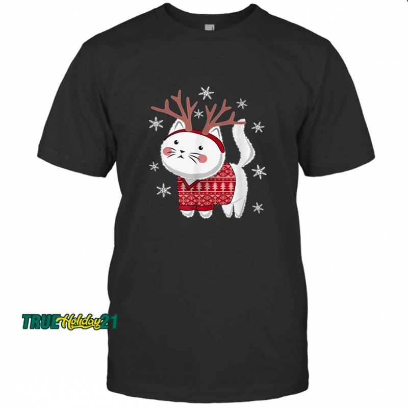 Ugly Christmas Cat Deer T-shirt