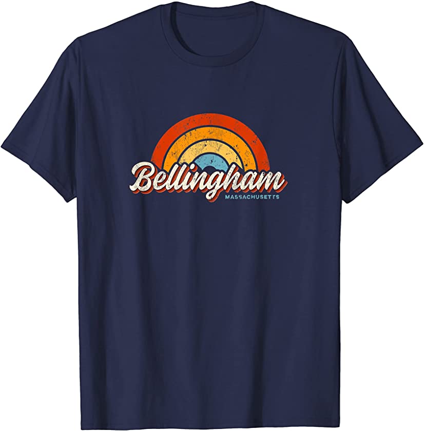 Bellingham Massachusetts MA Vintage Rainbow Retro 70s T-Shirt