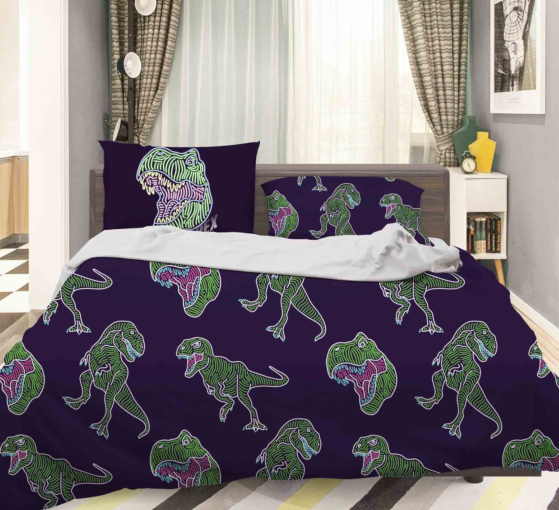 3D Dinosaur Green Quilt Cover Set Bedding Set Pillowcases 20