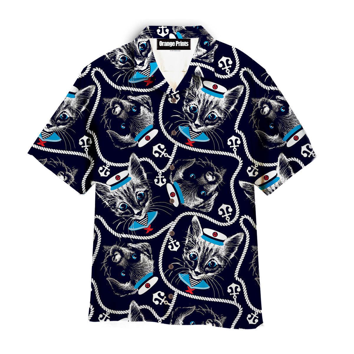 Kitten Puppy Sailor Pattern Hawaiian Shirt | For Men & Women | Wt6838