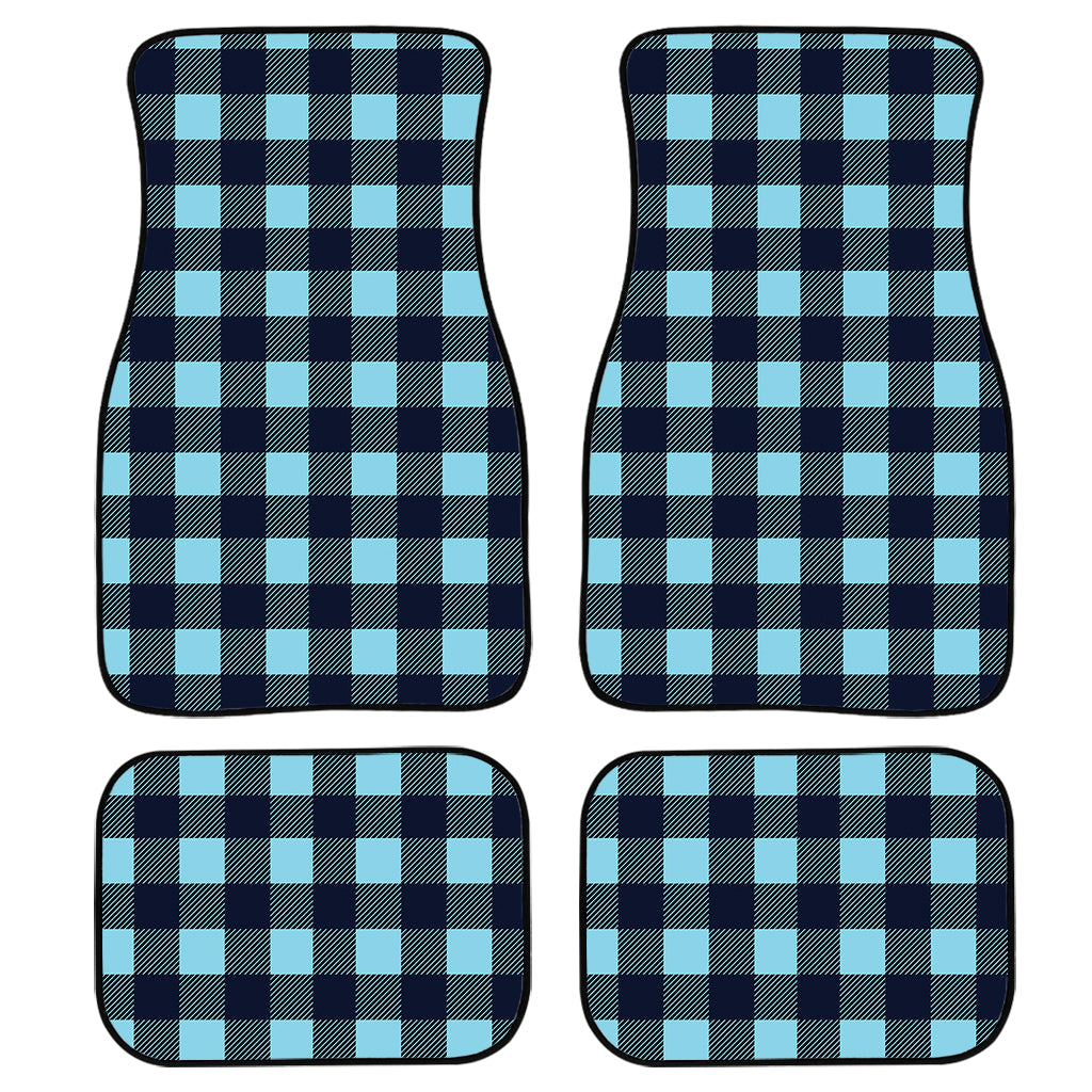 Blue Buffalo Check Pattern Print Front And Back Car Floor Mats, Front Car Mat