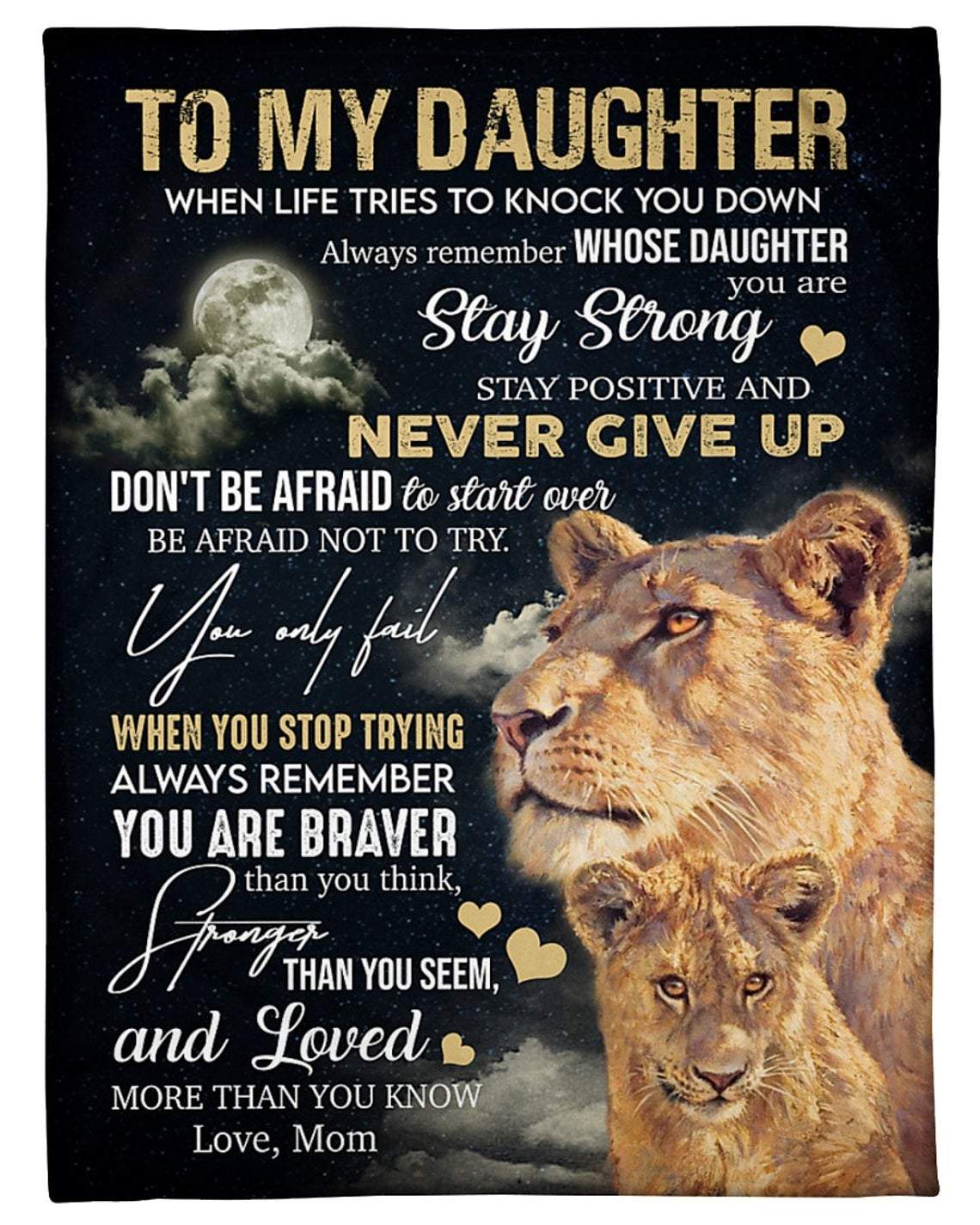 To My Daughter Big Love From Mom Lions