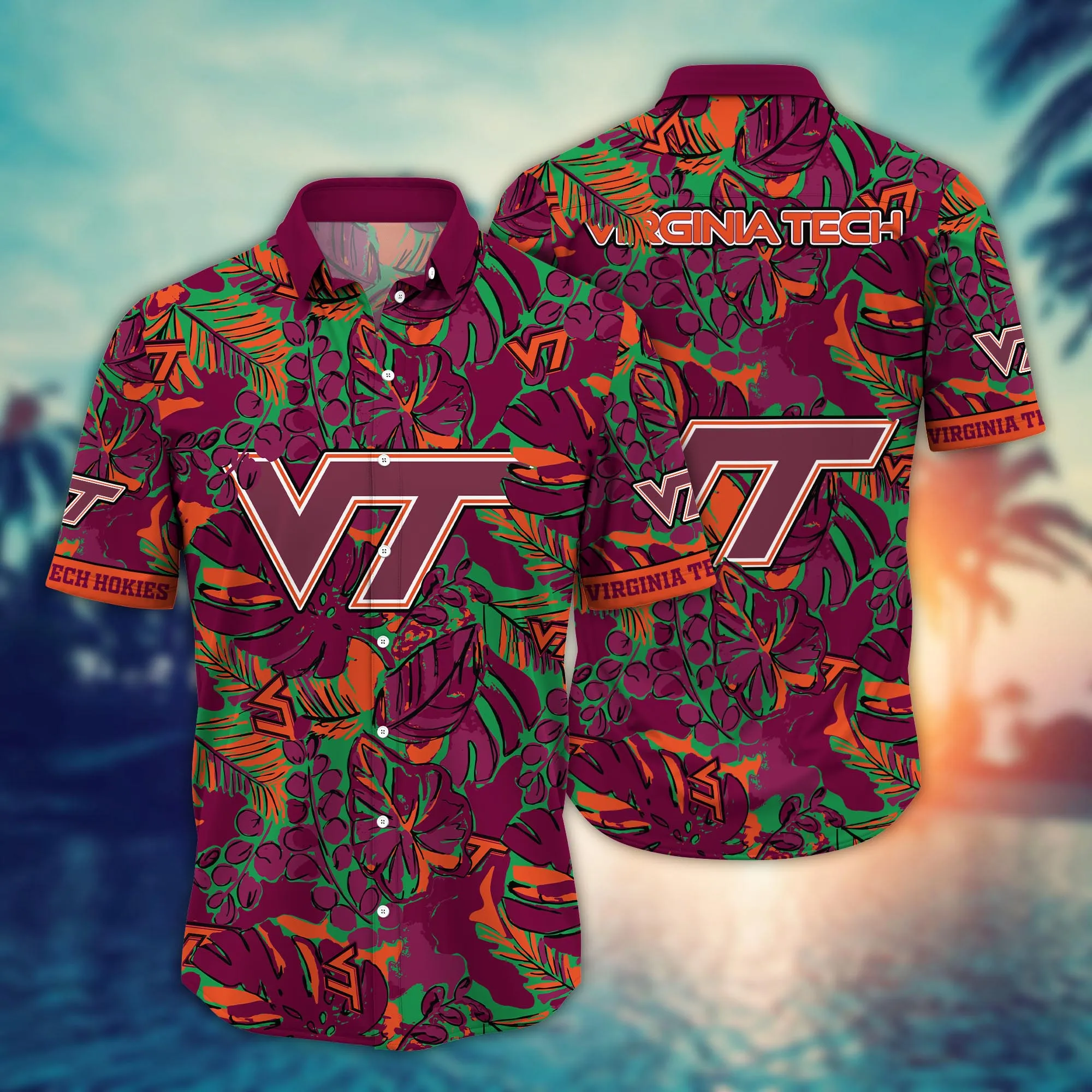 Virginia Tech Hokies NCCA Hawaiian Shirt Sunshine Aloha Shirt