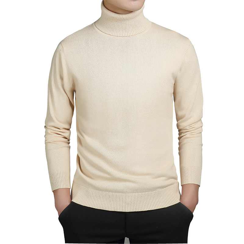 Solid Turtleneck Men Sweater Casual Pullovers Autumn Fashion Style Sweater Solid Slim Korea Style Fit Knitwear Long Sleeve Coat alx