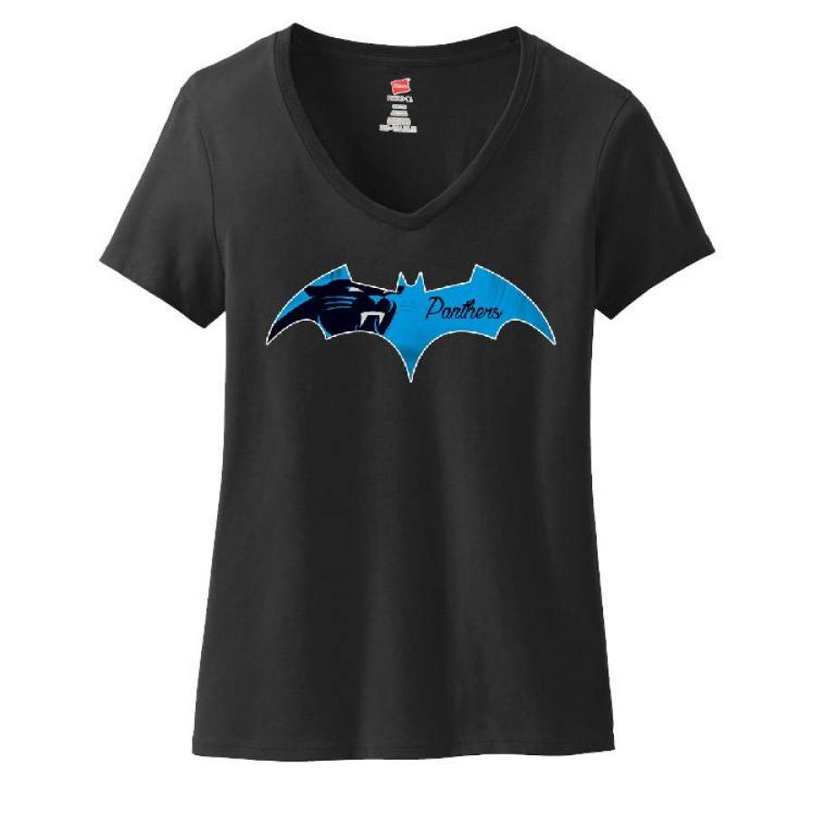 Bat Carolina Panthers Ladies V-neck T-shirt Sports Clothing