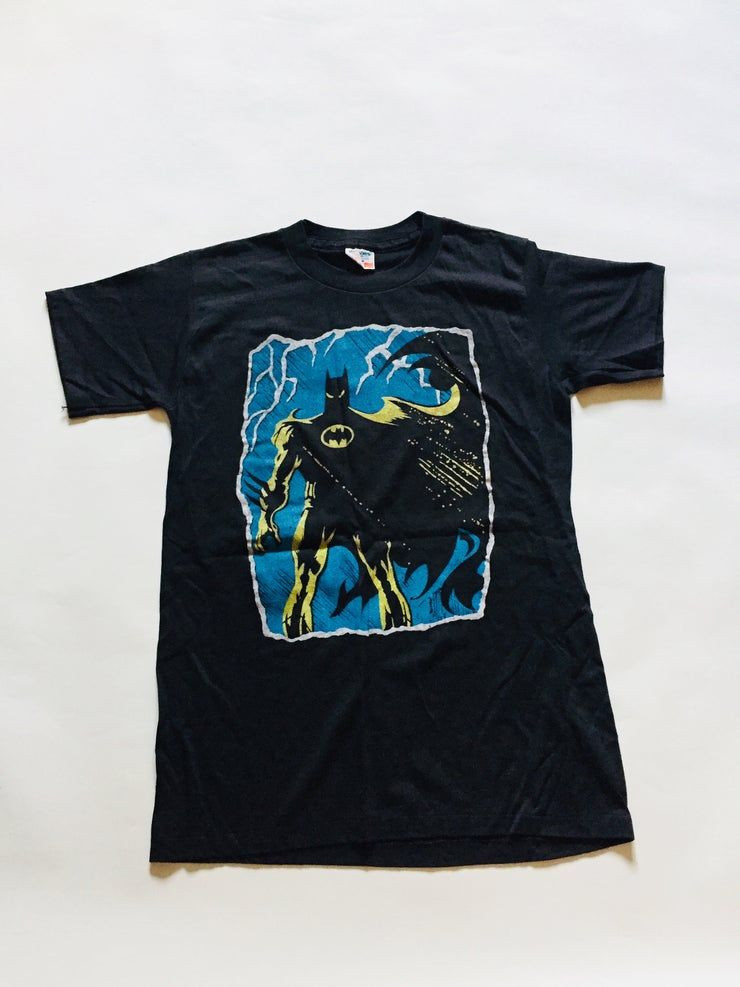 Vintage The Batman Dc Comics Bruce Wayne Deadstock 1980 S Blue Yellow Black Shirt