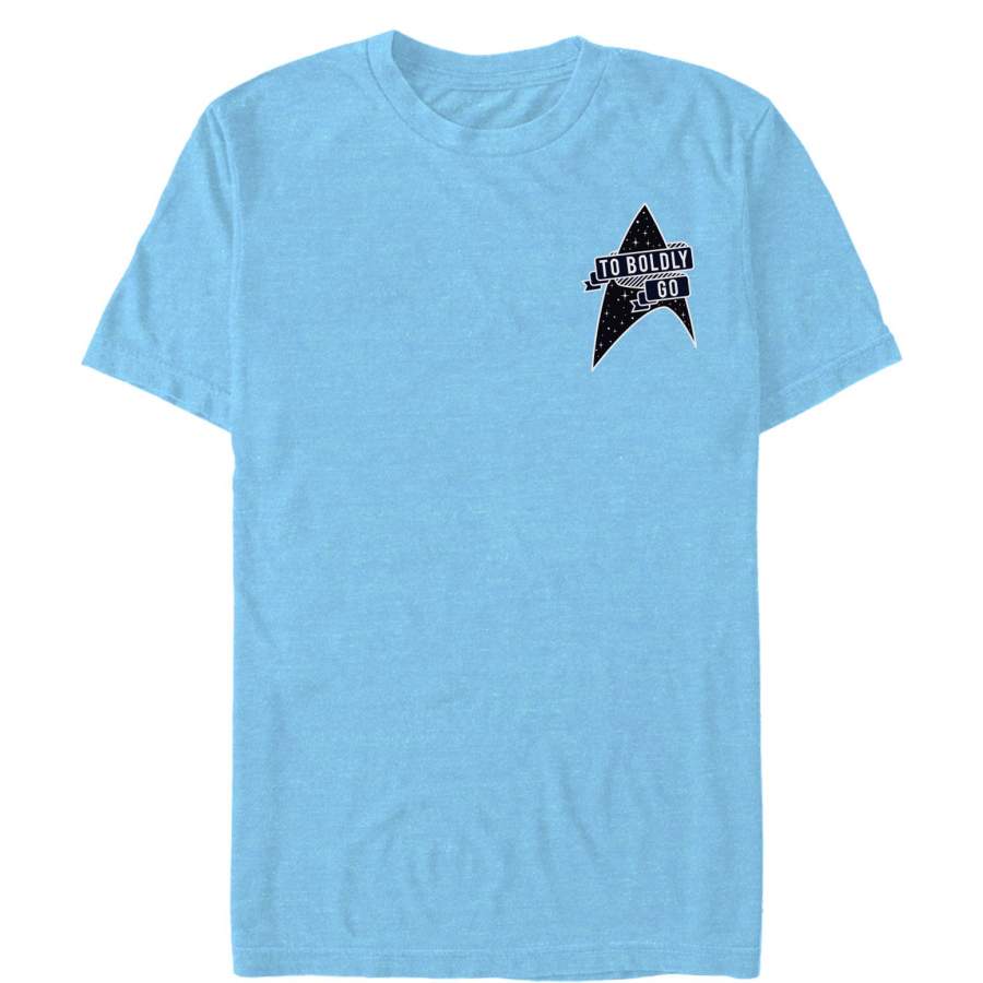 Star Trek Men’s To Boldly Go Starfleet Badge  T Shirt