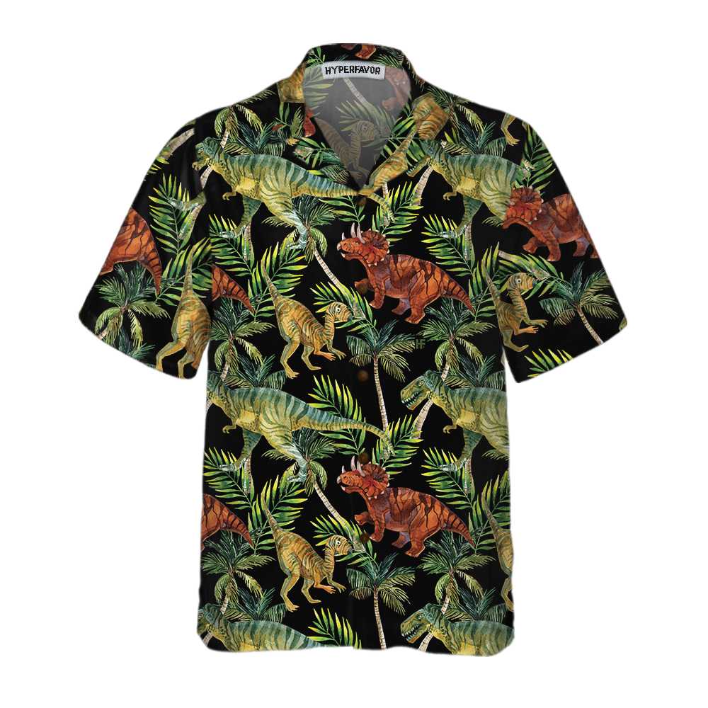 Dinosaur Tropical Pattern Hawaii Printed Dino Shirt For Adults Ha68453