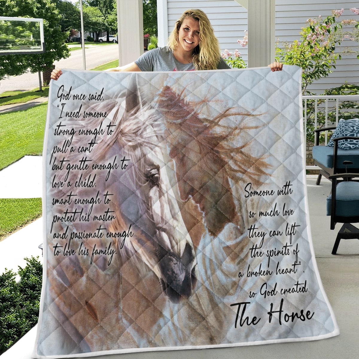 So God Created The Horse – Jesus Quilt, Blanket Family Gift, Unique Decor
