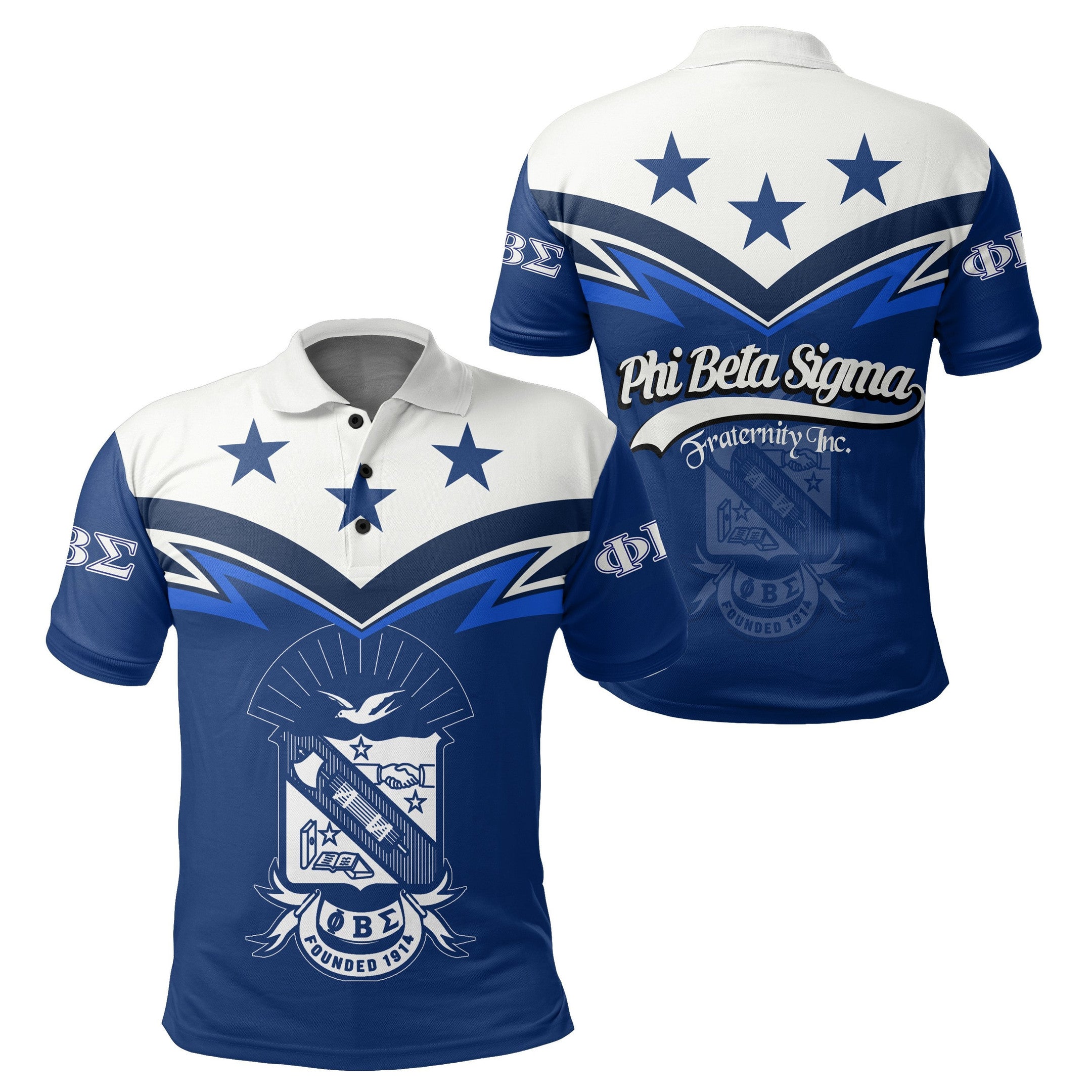 Fraternity Polo – Original Stars Phi Beta Sigma Polo Shirt Zig Zag Style