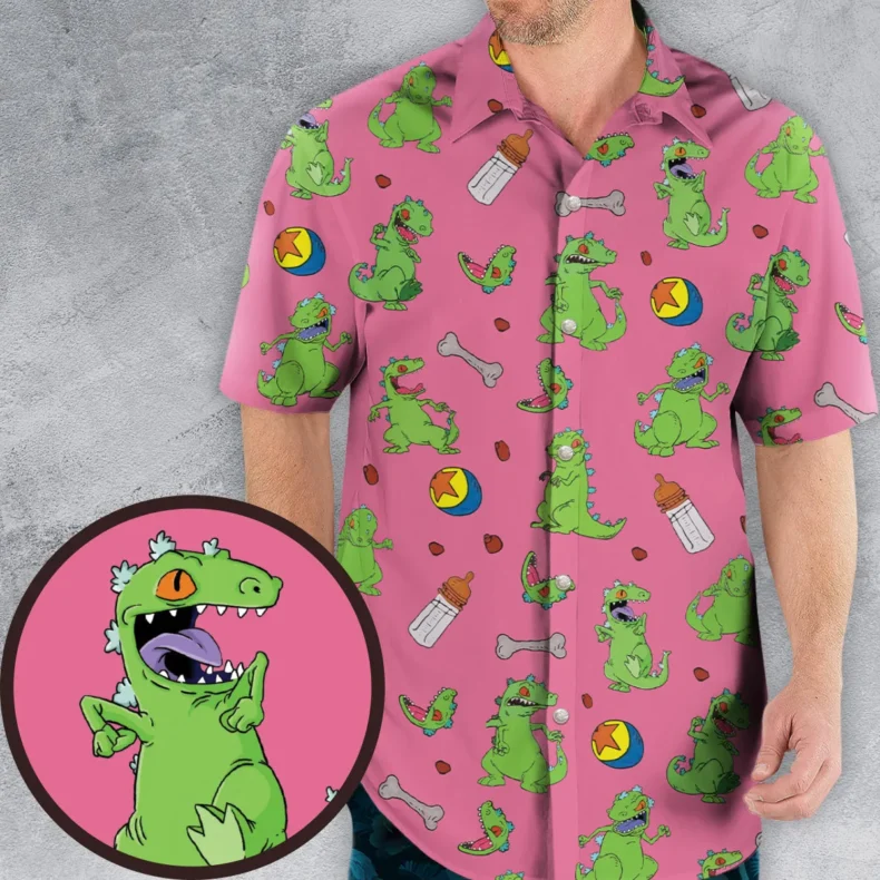 Rugrats Reptar Pattern Hawaiian Shirt