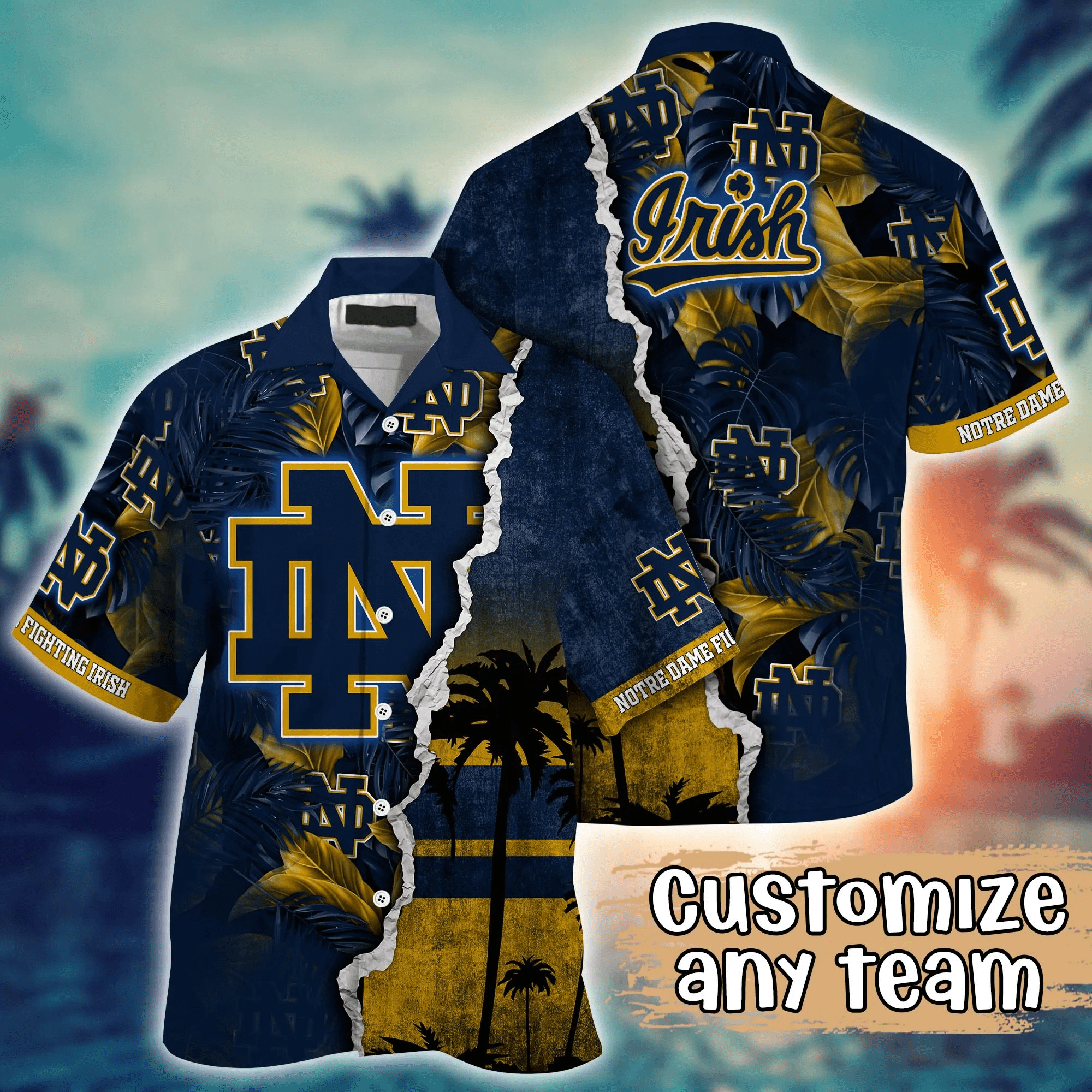 Notre Dame Fighting Irish NCCA Hawaiian Shirt Custom Festivals Aloha Shirt