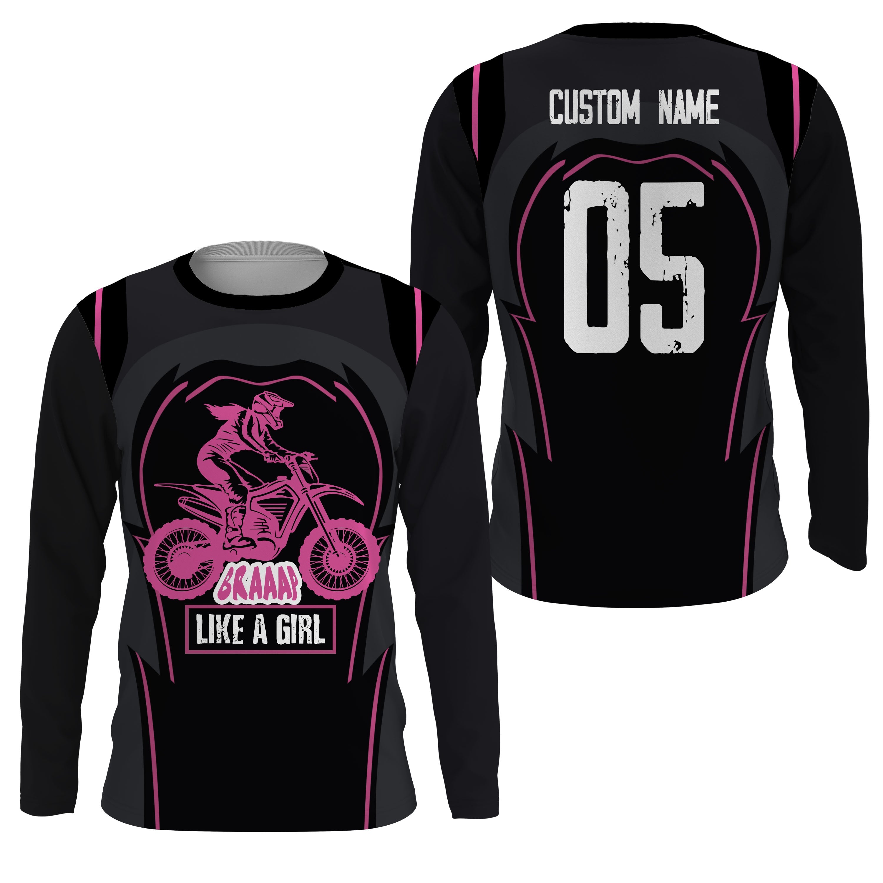 Brap Like A Girl Personalized Riding Jersey Upf30+ Female Riders Dirt Bike Motocross Women Race Shirt| Nms647