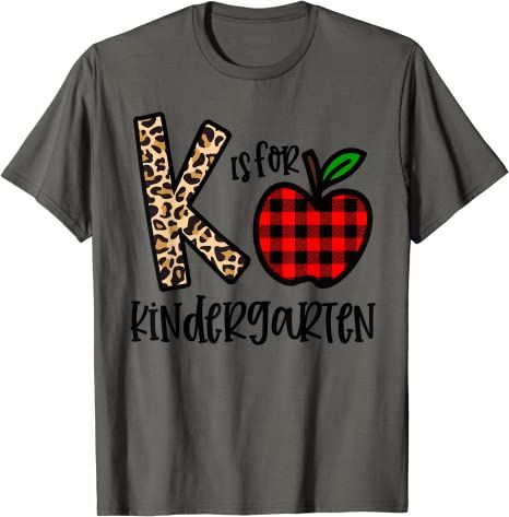 Back To School 2021 – K Is For Kindergarten Teacher Leopard Buffalo Plaid Back To School Shirt For Kid And Adult