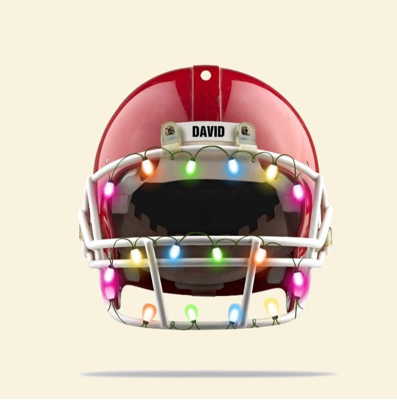 American Football Helmet Personalized Flat Ornament