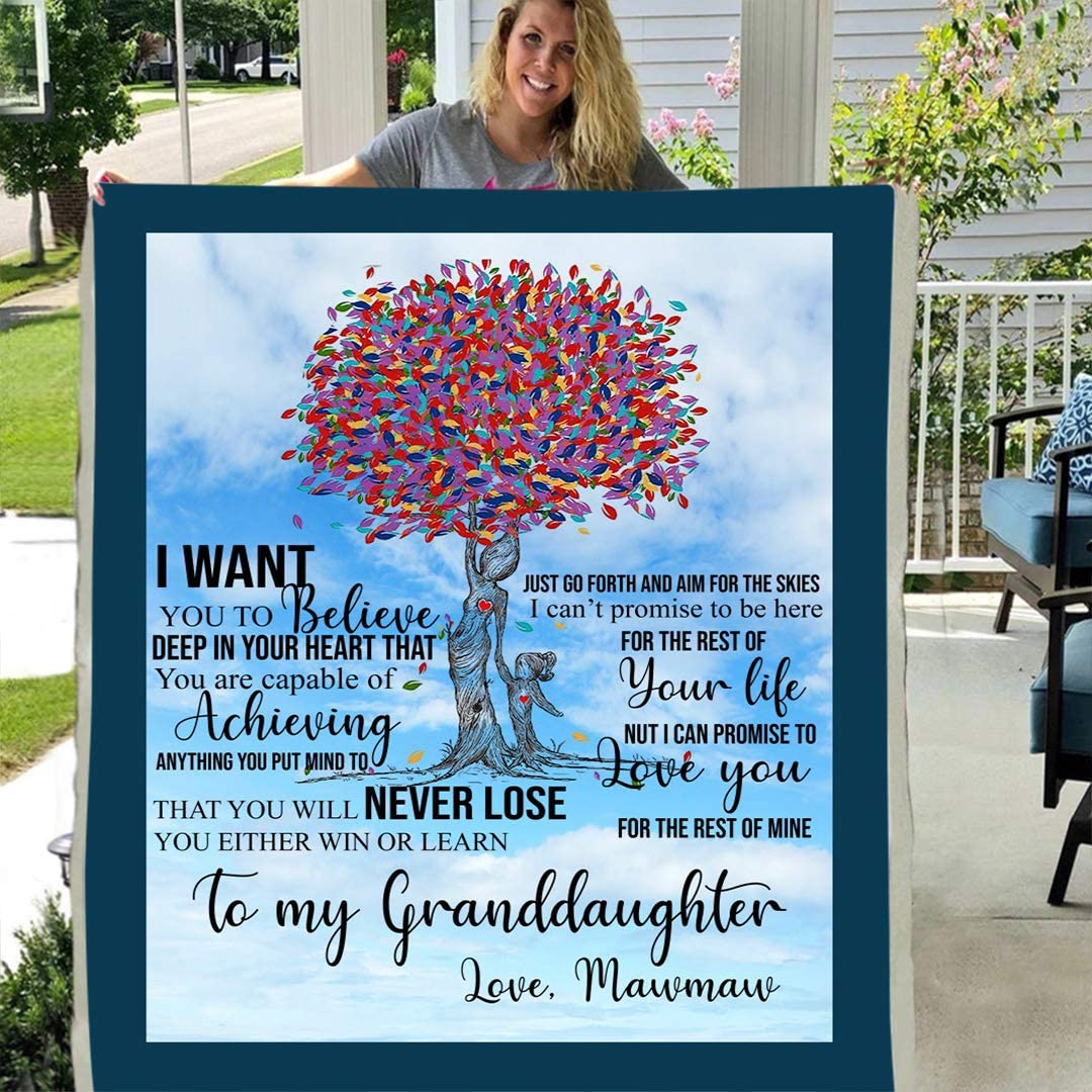 To my granddaughter personalized custom 3d custom fleece photo blanket fan gift love mom