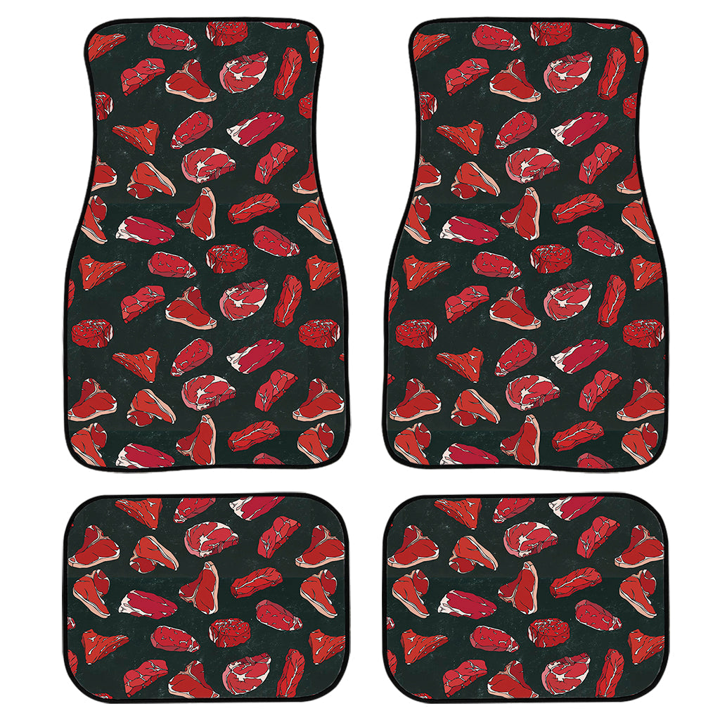 Red Meat Pattern Print Front And Back Car Floor Mats, Front Car Mat