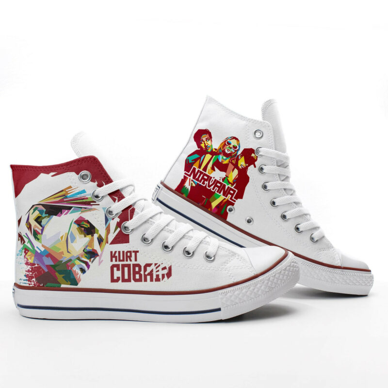 Nirvana Custom Sneakers, Kurt Cobain Custom Shoes, Rock Music Hand Painted Shoes, Personalized Sneakers, Christmas Gift