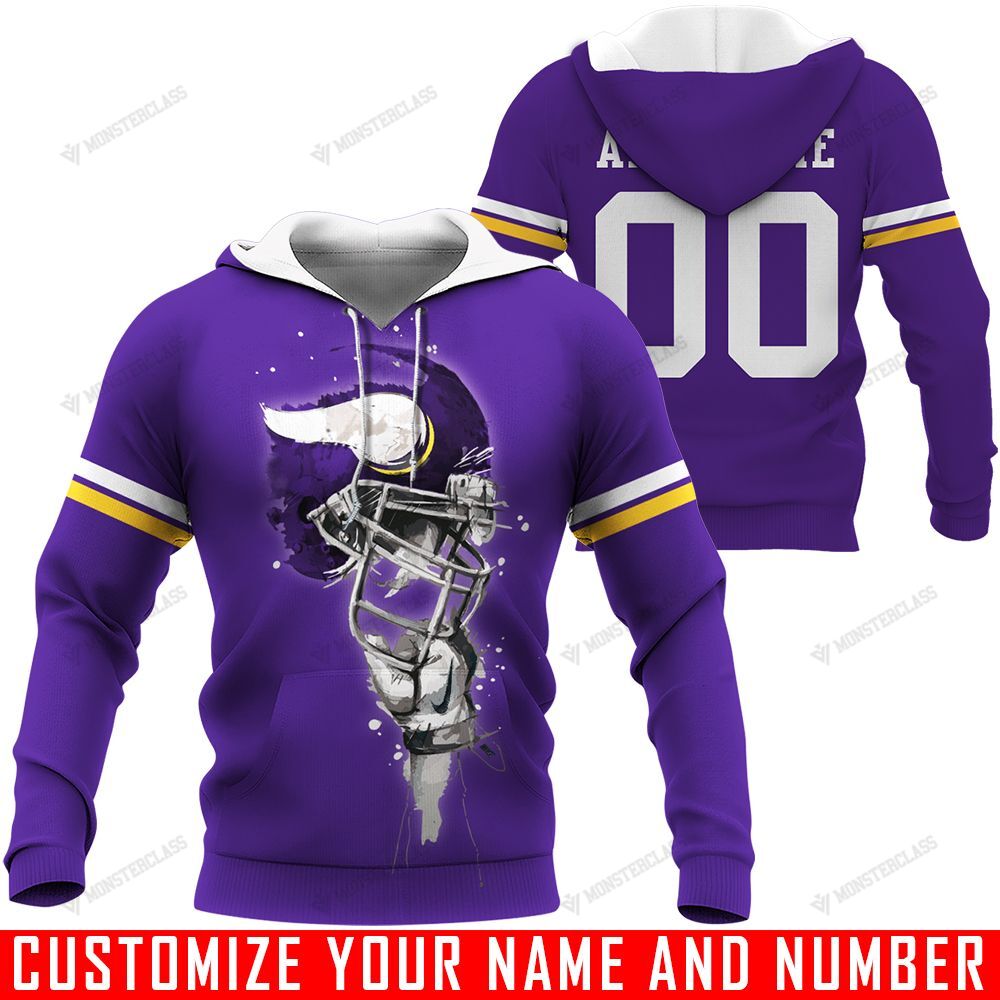 Minnesota Vikings – v1 – Helmets – CUSTOMIZE NAME AND NUMBER – HOT SALE 3D PRINTED – NOT IN STORE