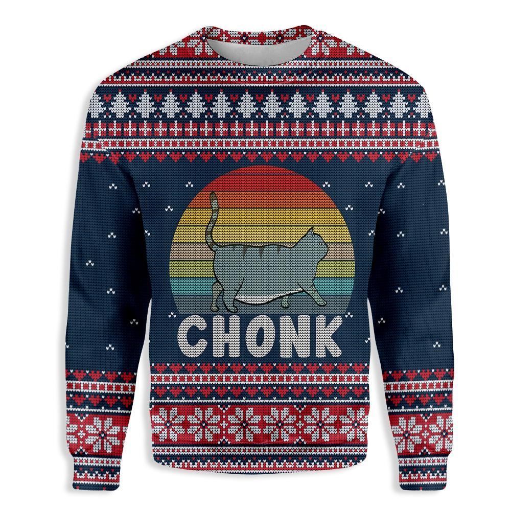 Chonk Cat Ugly Christmas Sweater | For Men & Women | Adult | Us5332