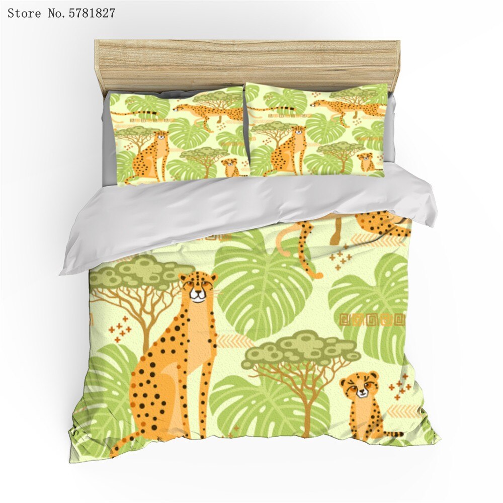 Dinosaur/Crocodile/Leopard Bedding Set 3D Print Tiger Rhinoceros Duvet Cover Bedroom Bed Cover Pillowcase