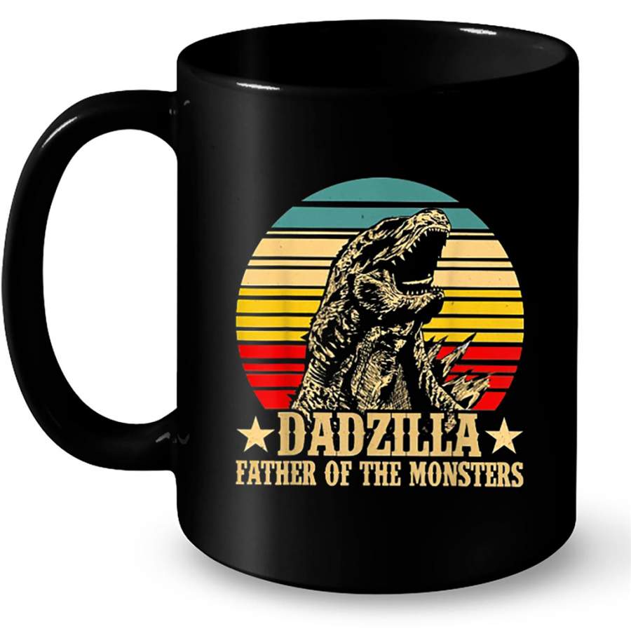 Dadzilla Father Of The Monsters Retro Classic Vintage Sunset Funny Gift Ideas For Dad Him Husband Fathers Day – Coffee Black Mug