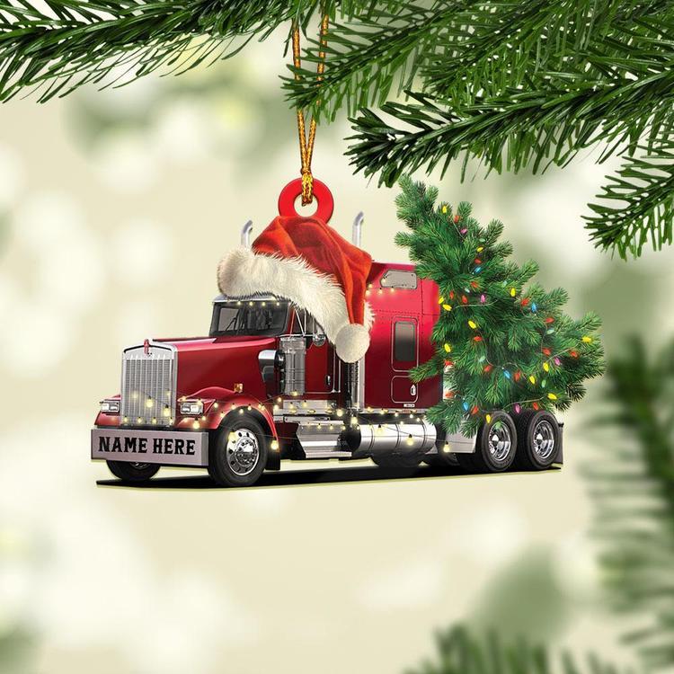 Personalized Truck Merry Tree Christmas Ornament