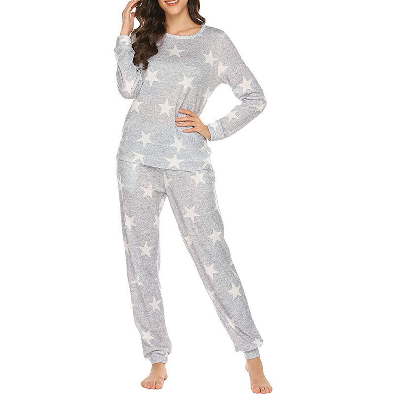 Star Print Women Pajamas Sets Sleepwear Lady Home Clothes Sleeping Long Sleeve Pajama Set Woman 2 Pieces Nightwear Trouser Suits alx