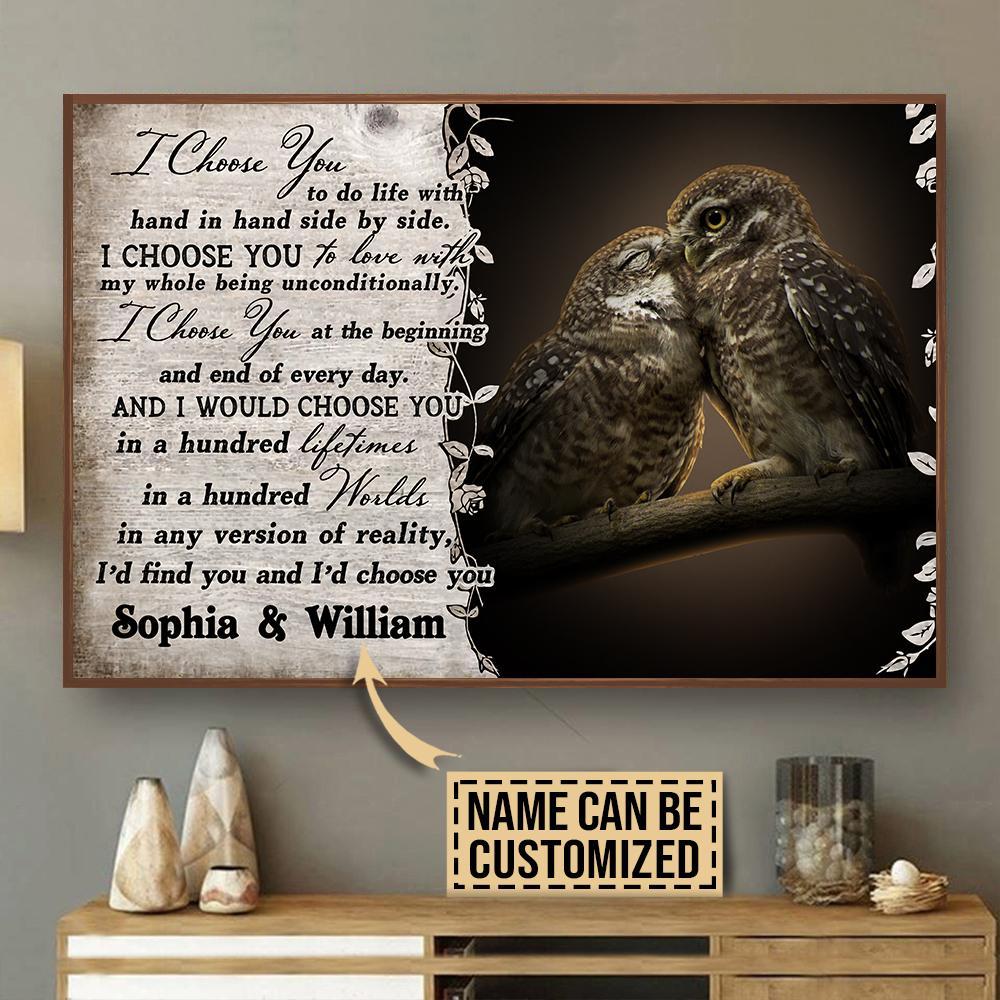 Aeticon Gifts Personalized Owl I Choose You Canvas Mom Dad Gift Home Decor