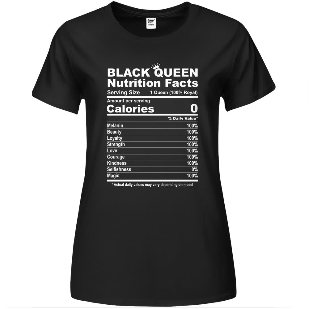 Nutritional Facts Shirt, Nutritional Facts Premium Womens T Shirts, Black Queen Nutrition Facts, Black Queen Nutritional Facts Black Women Premium Womens T Shirts