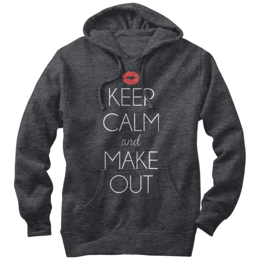 Lost Gods Men’s Keep Calm and Make Out  Lightweight Hoodie Charcoal Heather