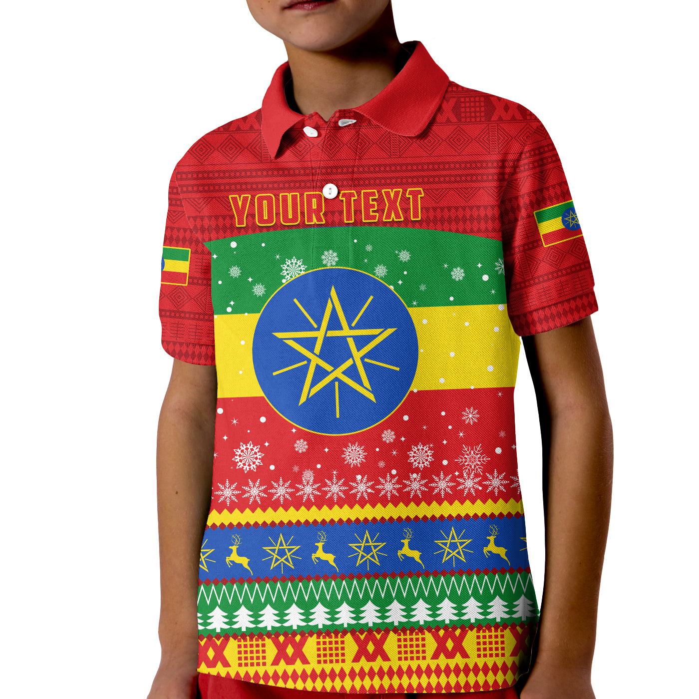 (Custom Personalised) Ethiopia Polo Shirt Kid Merry Christmas Mix African Pattern Lt13