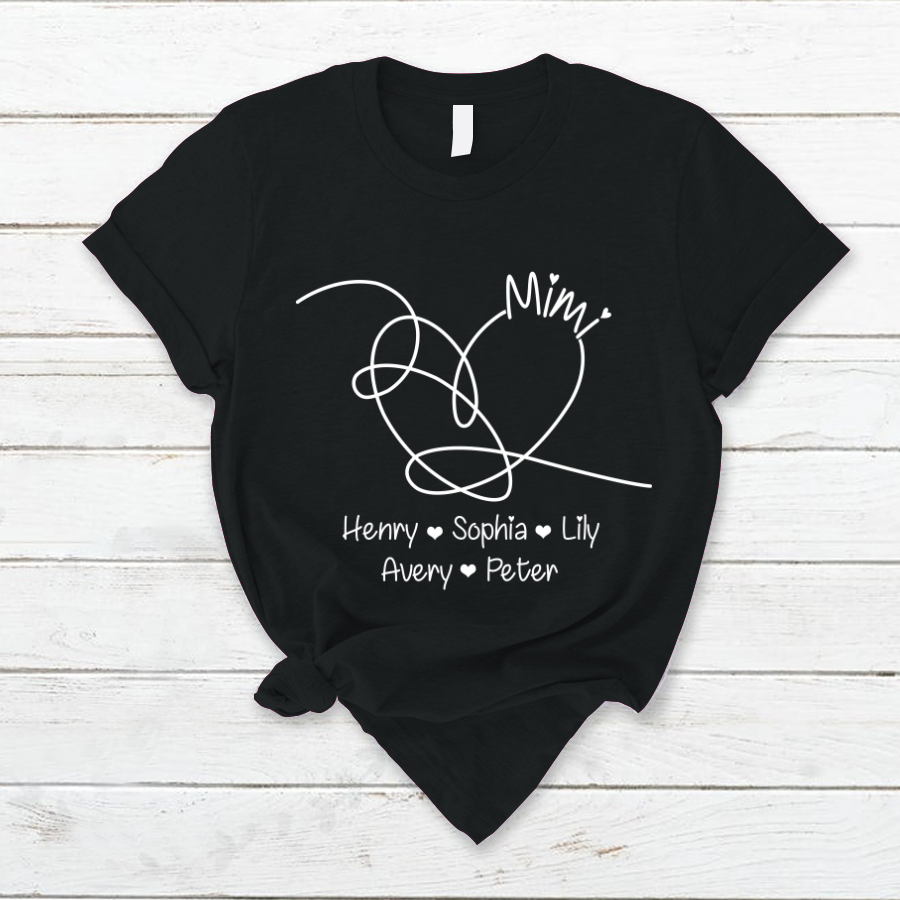 Personalized Mimi With Custom Kid Names Hearts T-Shirt