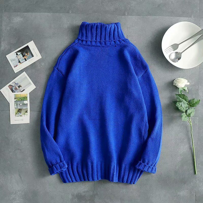 Turtleneck Sweater Women Winter Loose Letter Printed Leisure Fashion Knitted Sweaters Female Unisex Couples Harajuku Warm Cozy alx