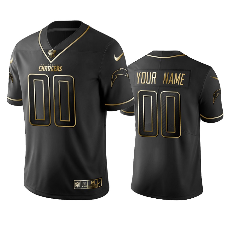 2019 Los Angeles Chargers Custom Black Golden Edition Vapor Untouchable Limited Jersey – Mens