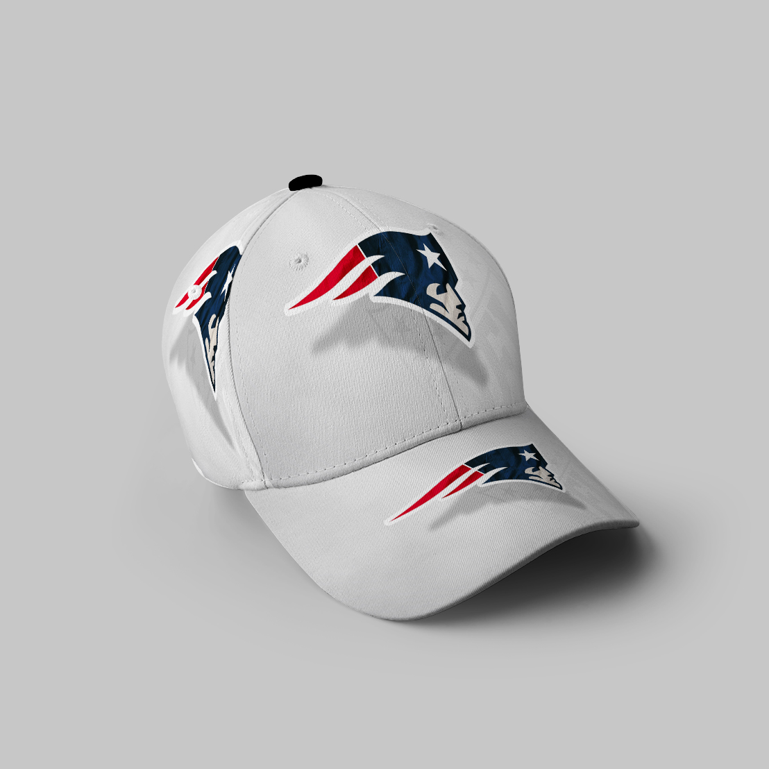 New England Patriots White Background 3D Printing Baseball Cap Classic Hat