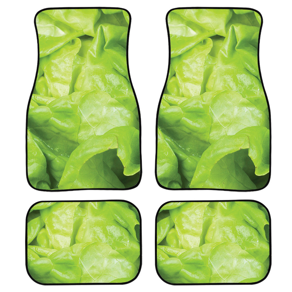 Green Lettuce Leaves Print Front And Back Car Floor Mats, Front Car Mat