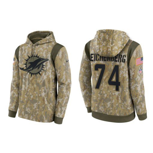 Liam Eichenberg Miami Dolphins Camo 2021 Salute To Service Veterans Day Therma Pullover Hoodie