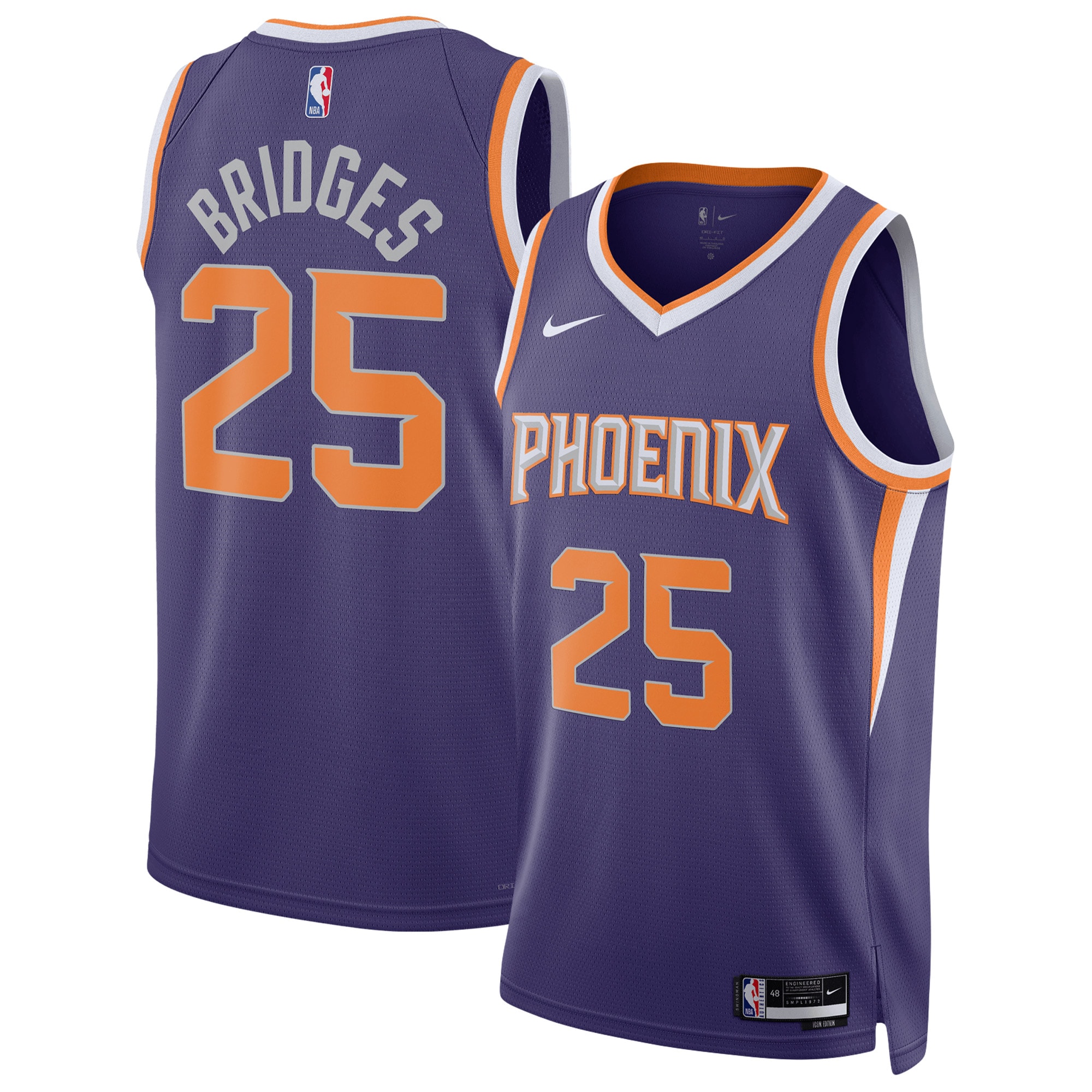 Mikal Bridges Phoenix Suns Unisex Swingman Jersey – Icon Edition – Purple