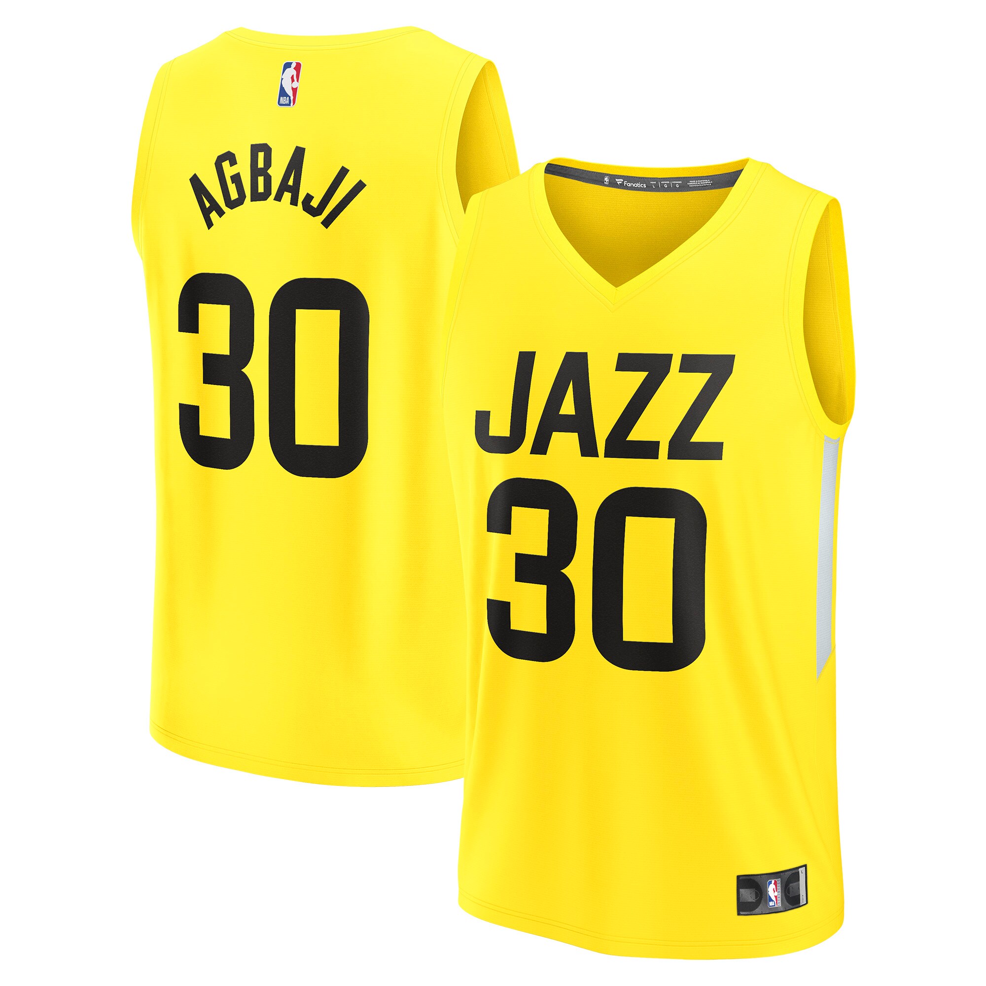 Ochai Agbaji Utah Jazz 2022/23 Fast Break Player Jersey – Icon Edition – Yellow